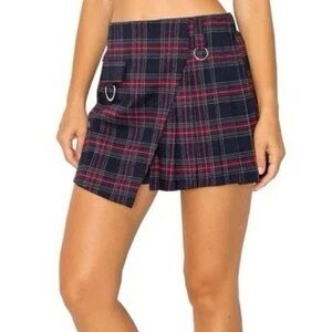 0120 - Cali 1850 Skort Preppy Mini Navy Blue & Red Plaid